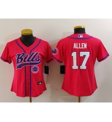 Women Buffalo Bills 17 Josh Allen Red Cool Base Stitched Baseball Jersey 6 Women Buffalo Bills 17 Josh Allen Red Cool Base Stitched Baseball Jersey 6