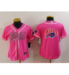 Women Buffalo Bills Pink Team Big Logo With Patch Cool Base Stitched Baseball Jersey 1 Women Buffalo Bills Pink Team Big Logo With Patch Cool Base Stitched Baseball Jersey 1