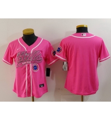 Women Buffalo Bills Pink Team Big Logo With Patch Cool Base Stitched Baseball Jersey 2 Women Buffalo Bills Pink Team Big Logo With Patch Cool Base Stitched Baseball Jersey 2