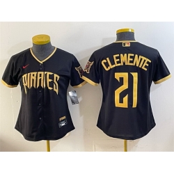 Women Pittsburgh Pirates  21 Roberto Clemente Black 2026 City Connect Stadium Stitched Baseball Jersey