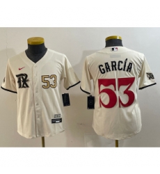 Youth MLB Rangers 53 Adolis Garcia Cream Nike Cool Base Youth Jersey Youth MLB Rangers 53 Adolis Garcia Cream Nike Cool Base Youth Jersey