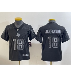 Youth Minnesota Vikings 18 Justin Jefferson Black Reflective Limited Stitched Football Jersey Youth Minnesota Vikings 18 Justin Jefferson Black Reflective Limited Stitched Football Jersey