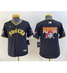 Youth Pittsburgh Pirates Team Big Logo Black 412 Patch Vapor Premier Limited Stitched Baseball Jersey Youth Pittsburgh Pirates Team Big Logo Black 412 Patch Vapor Premier Limited Stitched Baseball Jersey