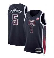 Men USA Basketball 5 Anthony Edwards Navy 2024 Swingman Stitched Jersey Men USA Basketball 5 Anthony Edwards Navy 2024 Swingman Stitched Jersey