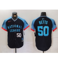 Men National League 50 Mookie Betts Navy 2024 All Star Limited Stitched Baseball Jersey 2 Men National League 50 Mookie Betts Navy 2024 All Star Limited Stitched Baseball Jersey 2