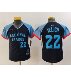Youth National League 22 Christian Yelich Navy 2024 All Star Limited Stitched Baseball Jersey 1 Youth National League 22 Christian Yelich Navy 2024 All Star Limited Stitched Baseball Jersey 1