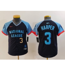Youth National League 3 Bryce Harper Navy 2024 All Star Limited Stitched Baseball Jersey 3 Youth National League 3 Bryce Harper Navy 2024 All Star Limited Stitched Baseball Jersey 3