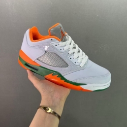 Men Air Jordan 5 Low Hurricanes White Green Orange Shoes