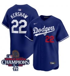 Women Nike Los Angeles Dodgers Clayton Kershaw #22 Blue Flex Base 2024 World Series Champions Stitched MLB Jersey Women Nike Los Angeles Dodgers Clayton Kershaw #22 Blue Flex Base 2024 World Series Champions Stitched MLB Jersey