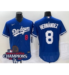 Women Nike Los Angeles Dodgers Enrique Hernandez #8 Blue Flex Base 2024 World Series Champions Stitched MLB Jersey Women Nike Los Angeles Dodgers Enrique Hernandez #8 Blue Flex Base 2024 World Series Champions Stitched MLB Jersey