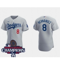 Women Nike Los Angeles Dodgers Enrique Hernandez #8 Gray Flex Base 2024 World Series Champions Stitched MLB Jersey Women Nike Los Angeles Dodgers Enrique Hernandez #8 Gray Flex Base 2024 World Series Champions Stitched MLB Jersey