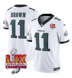 Men Philadelphia Eagles 11 A J Brown White 2025 Eagles Logo Super Bowl LIX Patch New F U S E Vapor Untouchable Limited Stitched Football Jersey Men Philadelphia Eagles 11 A J Brown White 2025 Eagles Logo Super Bowl LIX Patch New F U S E Vapor Untouchable Limited Stitched Football Jersey
