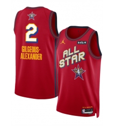 Men 2025 All Star 2 Shai Gilgeous Alexander Red Stitched Basketball Jersey Men 2025 All Star 2 Shai Gilgeous Alexander Red Stitched Basketball Jersey