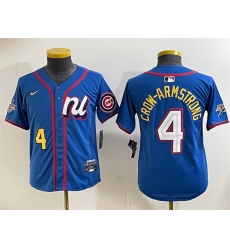 Youth National League 4 Pete Crow Armstrong Blue 2025 All Star Edition Limited Stitched Baseball Jersey
