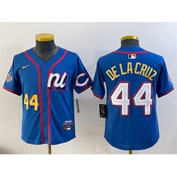 Women National League 44 Elly De La Cruz Blue 2025 All Star Edition Limited Stitched Baseball Jersey 