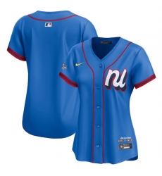 Women National League Blank Blue 2025 All Star Limited Stitched Baseball Jersey 
