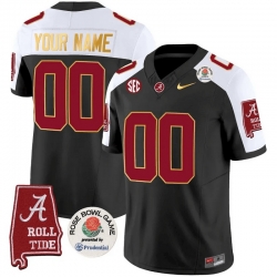 Men Women Youth Alabama Crimson Tide Rose Bowl Patch Gold Trim Vapor Limited Custom Jersey All Stitched Black Aternate