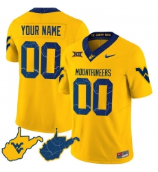 Men Women Youth West Virginia Mountaineers 2023 Country Roads Custom Jersey All Stitched Gold Sleeves Men Women Youth West Virginia Mountaineers 2023 Country Roads Custom Jersey All Stitched Gold Sleeves