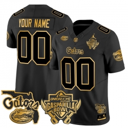 Men Women Youth Florida Gators 2024 Gasparilla Bowl Patch Gold Vapor Limited Custom Jersey All stitched Black Gold