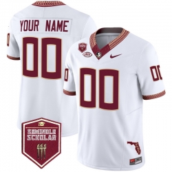 Men Women Youth Florida State Seminoles 2024 Seminole Scholar Patch Vapor Limited Custom Jersey All Stitched White