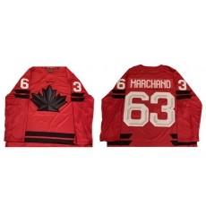 Men Canada Hockey #63 Brad Marchand Red Stitched Jersey