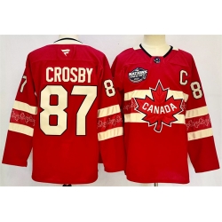 Youth Canada 87 Sidney Crosby Red 2025 4 Nations Face Off Premium With C Patch Stitched Jersey