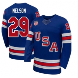 Men's USA #29 BROCK NELSON Blue 2026 Stitched Jersey