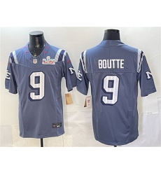 Men New England Patriots 9 Kayshon Boutte Storm Blue 2025 F U S E  Super Bowl LX Patch  Rivalries Vapor Limited Stitched Football Jersey