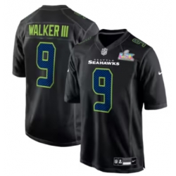 Kenneth Walker III Seattle Seahawks Nike Super Bowl LX Patch Carbon Fashion Game Jersey Black