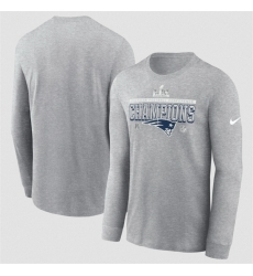 Men New England Patriots Heather Gray 2025 AFC Champions Locker Room Trophy Collection Long Sleeve T Shirt Men New England Patriots Heather Gray 2025 AFC Champions Locker Room Trophy Collection Long Sleeve T Shirt
