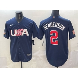 Men USA Baseball 2 Gunnar Henderson Navy World Baseball Classic Stitched Jersey