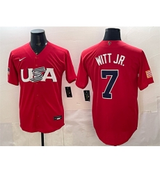 Men USA Baseball 7 Bobby Witt Jr  Red World Baseball Classic Stitched Jersey
