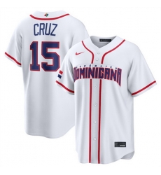 Men Dominican Republic Baseball  15 Oneil Cruz White 2026 World Baseball Classic Home Stadium Stitched Jersey