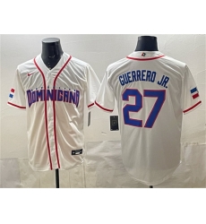 Men Dominican Republic Baseball  27 Vladimir Guerrero Jr  White 2026 World Baseball Classic Home Stadium Stitched Jersey