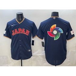 Men Japan Baseball Team Big Logo Navy 2026 World Baseball Classic Road Stadium Stitched Jersey