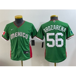 Youth Mexico Baseball  56 Randy Arozarena Green 2026 World Baseball Classic Stadium Stitched Baseball Jersey