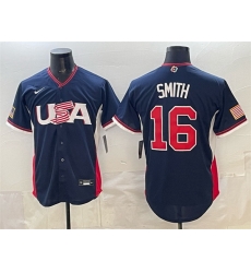 Men USA Baseball 16 Will Smith Navy 2026 World Baseball Classic Road Stadium Stitched Jersey Men USA Baseball 16 Will Smith Navy 2026 World Baseball Classic Road Stadium Stitched Jersey