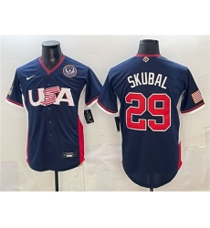 Men USA Baseball 29 Tarik Skubal Navy 2026 World Baseball Classic United States 250th Anniversary Patch Road Stadium Stitched Jersey Men USA Baseball 29 Tarik Skubal Navy 2026 World Baseball Classic United States 250th Anniversary Patch Road Stadium Stitched Jersey