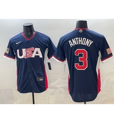 Men USA Baseball 3 Roman Anthony Navy 2026 World Baseball Classic Road Stadium Stitched Jersey Men USA Baseball 3 Roman Anthony Navy 2026 World Baseball Classic Road Stadium Stitched Jersey