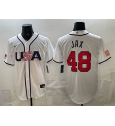 Men USA Baseball  48 Griffin Jax White 2026 World Baseball Classic Home Stadium Stitched Jersey
