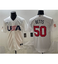 Men USA Baseball  50 Mookie Betts White World Baseball Classic Stitched Jersey
