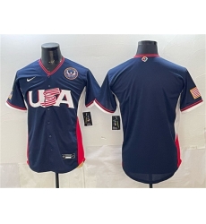 Men USA Baseball Blank Navy 2026 World Baseball Classic United States 250th Anniversary Patch Road Stadium Stitched Jersey Men USA Baseball Blank Navy 2026 World Baseball Classic United States 250th Anniversary Patch Road Stadium Stitched Jersey