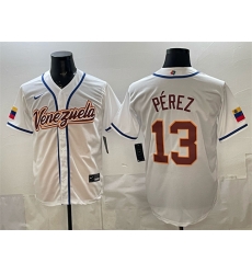 Men Venezuela Baseball 13 Salvador Perez White 2026 World Baseball Classic Home Stadium Stitched Jersey Men Venezuela Baseball 13 Salvador Perez White 2026 World Baseball Classic Home Stadium Stitched Jersey