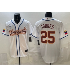 Men Venezuela Baseball 25 Gleyber Torres White 2026 World Baseball Classic Home Stadium Stitched Jersey Men Venezuela Baseball 25 Gleyber Torres White 2026 World Baseball Classic Home Stadium Stitched Jersey