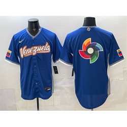 Men Venezuela Baseball Blue 2026 World Baseball Classic Big Logo Road Stadium Stitched Jersey