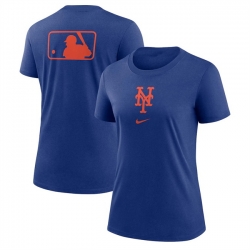 Women New York Mets Blue Early Work Tri Blend Dri FIT T Shirt