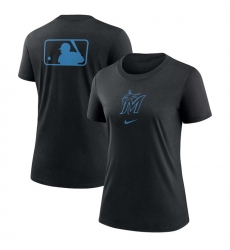 Women Miami Marlins Black Early Work Tri Blend Dri FIT T Shirt Women Miami Marlins Black Early Work Tri Blend Dri FIT T Shirt