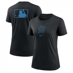 Women Miami Marlins Black Early Work Tri Blend Dri FIT T Shirt
