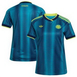 Women Colombia Blank 2026 Away Replica Turquoise Jersey 3