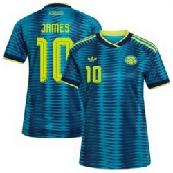 Women Colombia James Rodriguez 2026 Away Replica Turquoise Jersey 3
